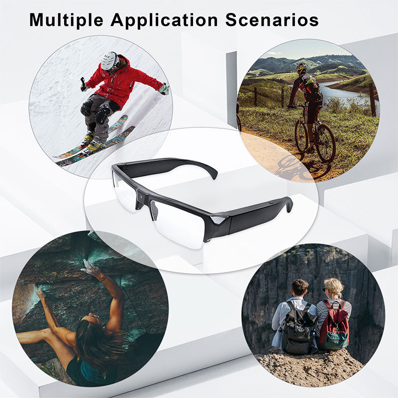 Camera Glasses, HD 1080p Video Recording Glasses, Fashion Glasses Mini Video Camera for Driving, Hiking, Fishing, Riding, Included 32G TF Card