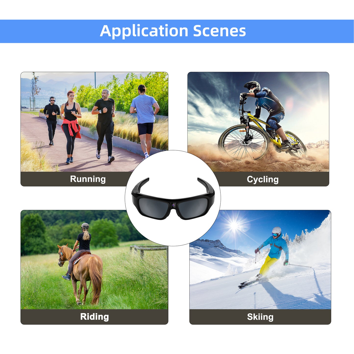 4K Sunglasses Camera HD Video Recording Glasses Sport Camera Shooting Glasses for Cycling, Camping, Driving, Hunting, Skateboarding, Traveling