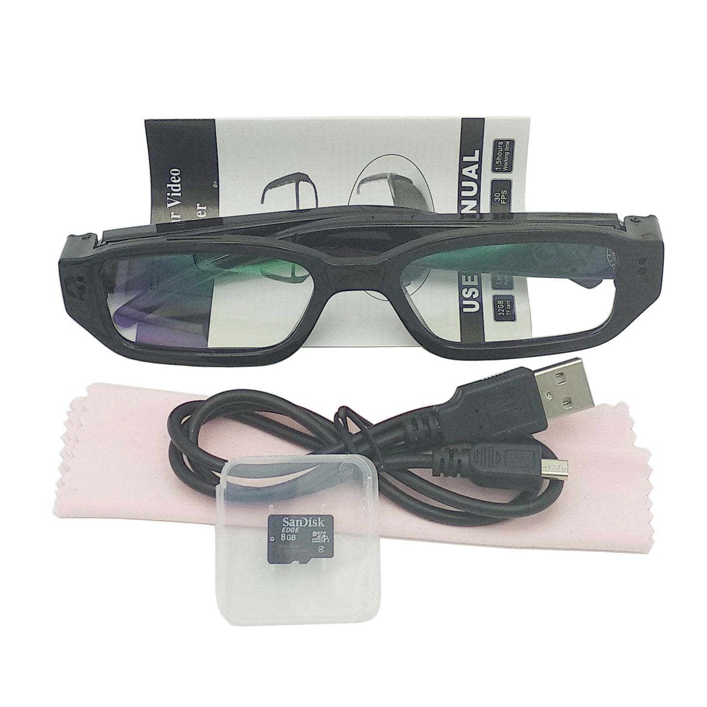 Hidden Camera Eyeglasses HD 1080P Portable Spy Camera Support Up to 32G TF Card Fashion Action Video Recorder