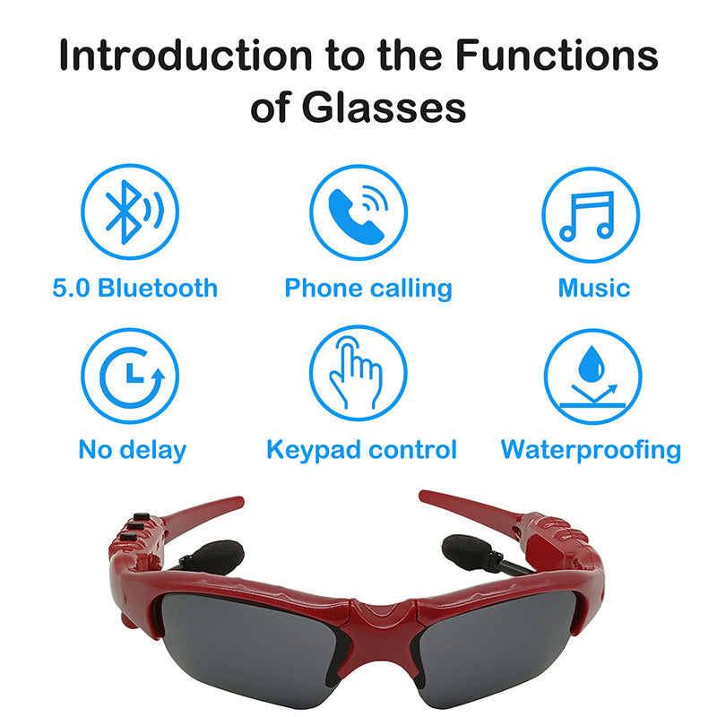 Wireless Bluetooth Sunglasses for Men Women Music Headset Headphone Smart Glasses V4.1 Stereo Handfree Headphone + Replaceable 3 Pair Polarized Lenses for Outdoor