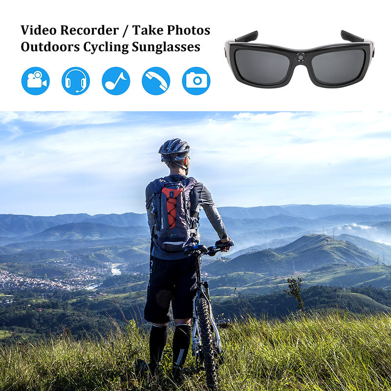 Camera Sunglasses Bluetooth Sunglasses Full HD 1080P Video Camera Glasses with UV Protection Polarized Lens for Outdoor and Travel, Supports Up to 256GB TF Card