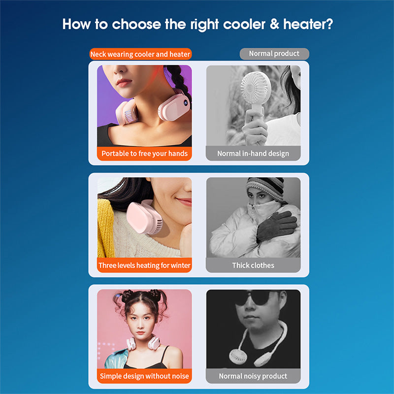 Portable Neck Air Conditioner 2 in 1 Instant Cooling and Heating Digital Display Temperature with Smart Chip Real-Time Control Neck Cooler and Warmer Silent Design for Comfortable Use