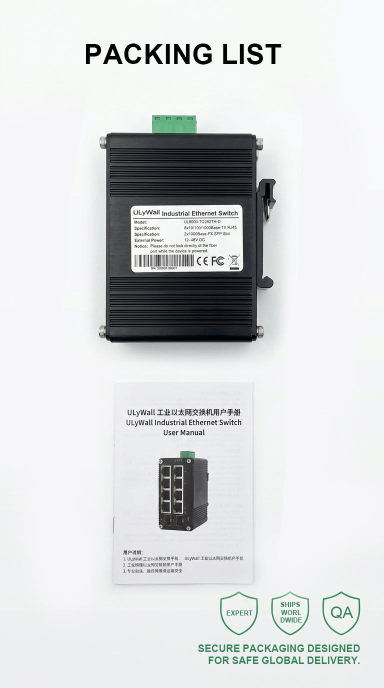 ULyWall 8-Port Gigabit Industrial Managed Switch with 2 SFP